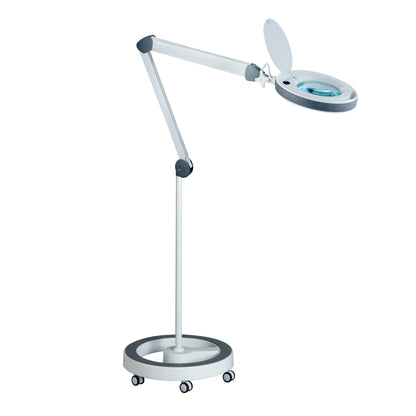 Lumeno LED Lupenleuchte 851X mit mobilem Rollstativ - flexible Positionierung für Kosmetik, Nageldesign und Fußpflege mit 5-stufig dimmbarem LED-Licht