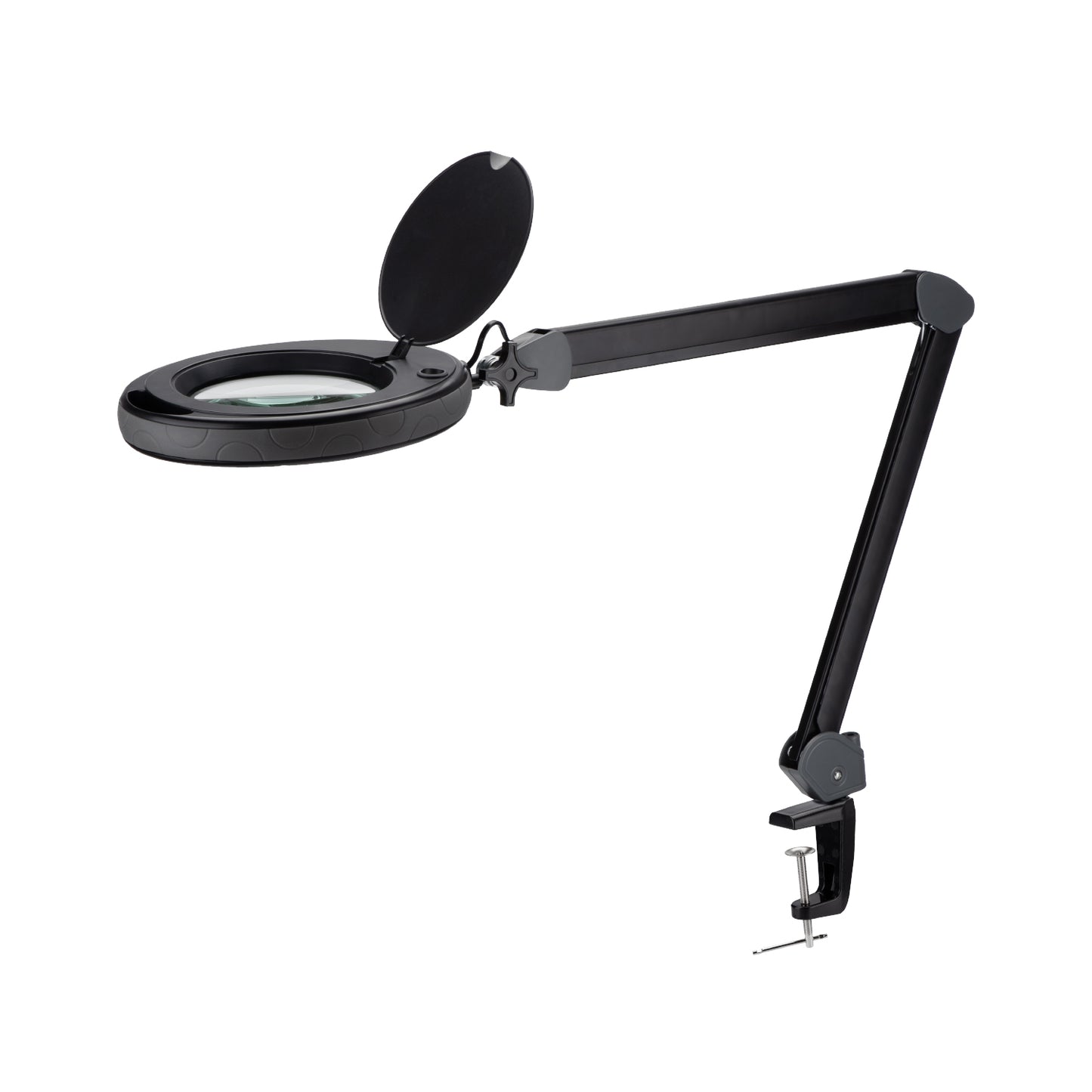 Lumeno LED magnifying lamp 851X series, with 152mm real glass lens, dimmable, grey