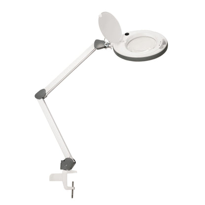 Lampe loupe LED Lumeno série 851X avec lentille en verre véritable de 152 mm, intensité variable, grise