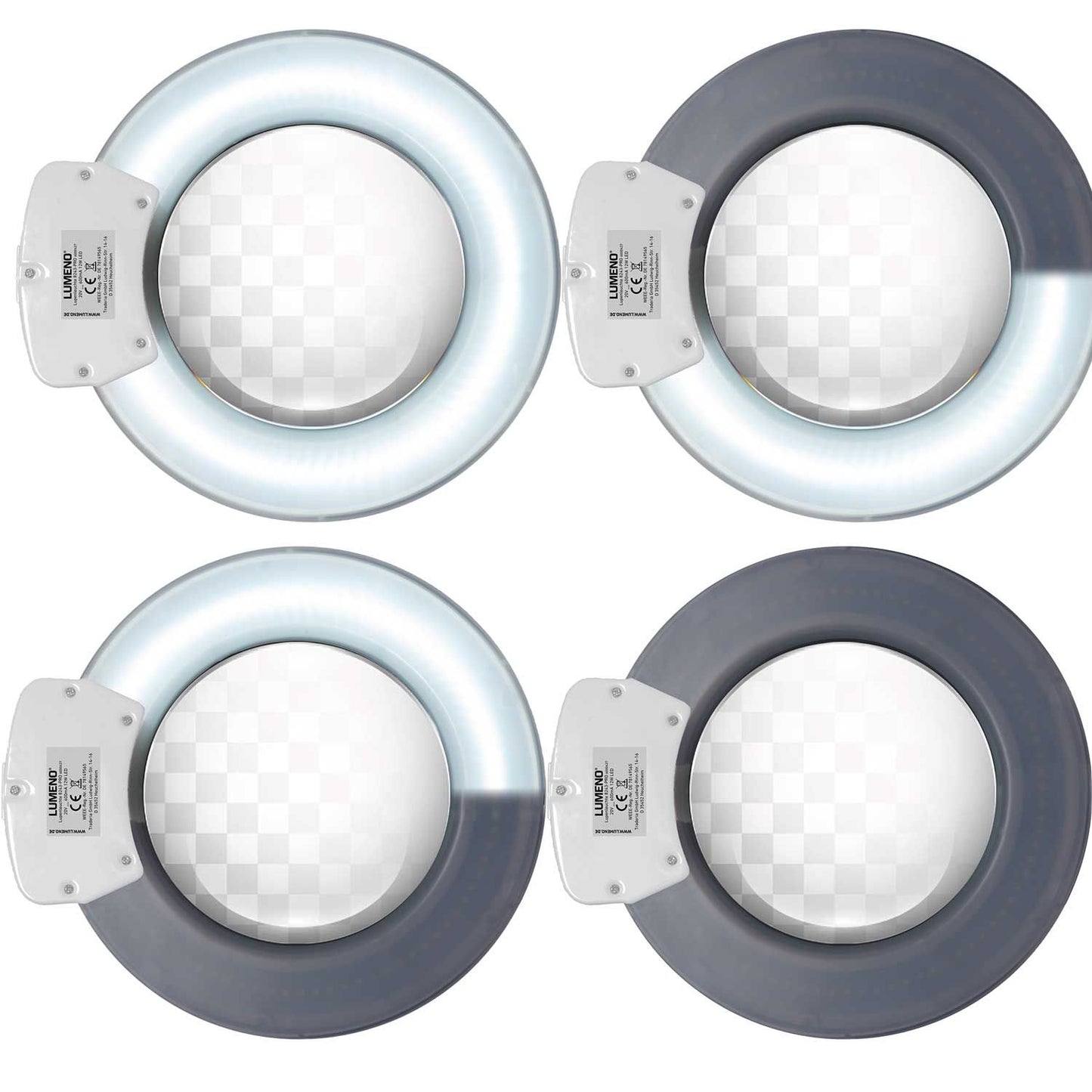 Lampe loupe LED Lumeno 824XPRO à intensité variable avec éclairage à segments et boîtier métallique