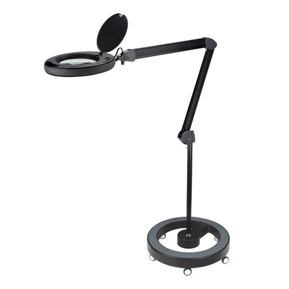 Lumeno LED Lupenleuchte 851X mit mobilem Rollstativ - flexible Positionierung für Kosmetik, Nageldesign und Fußpflege mit 5-stufig dimmbarem LED-Licht